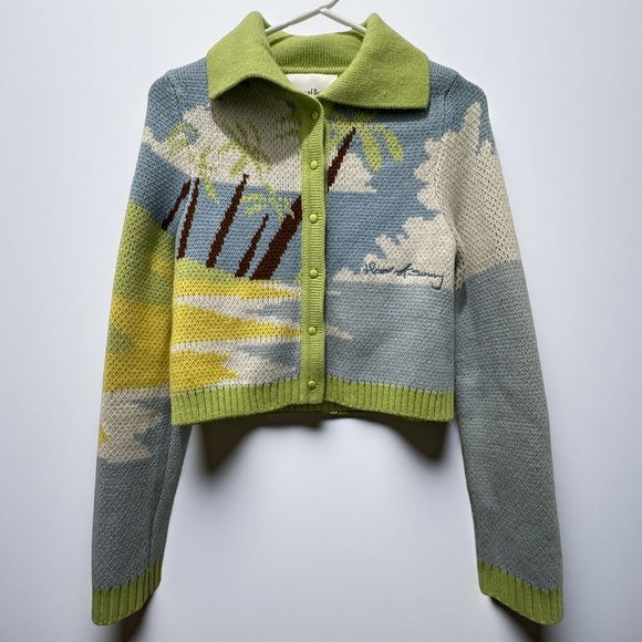 HOUSE OF SUNNY Day Dreamer Graphic-Print Knitted Cardigan Size 4 - Picture 4 of 14